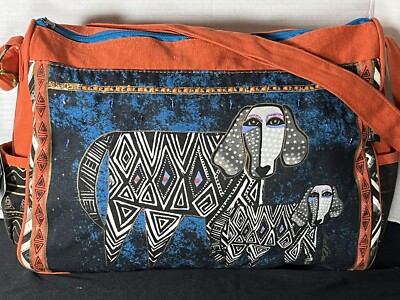 LAUREL BURCH Dogs Large Tote Bag Travel LB5293 NWT Graphic  Canvas Artist Design