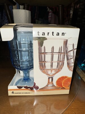 4 Vintage Anchor Hocking Blueberry Blue 14 oz Ice Tea Goblets MIB