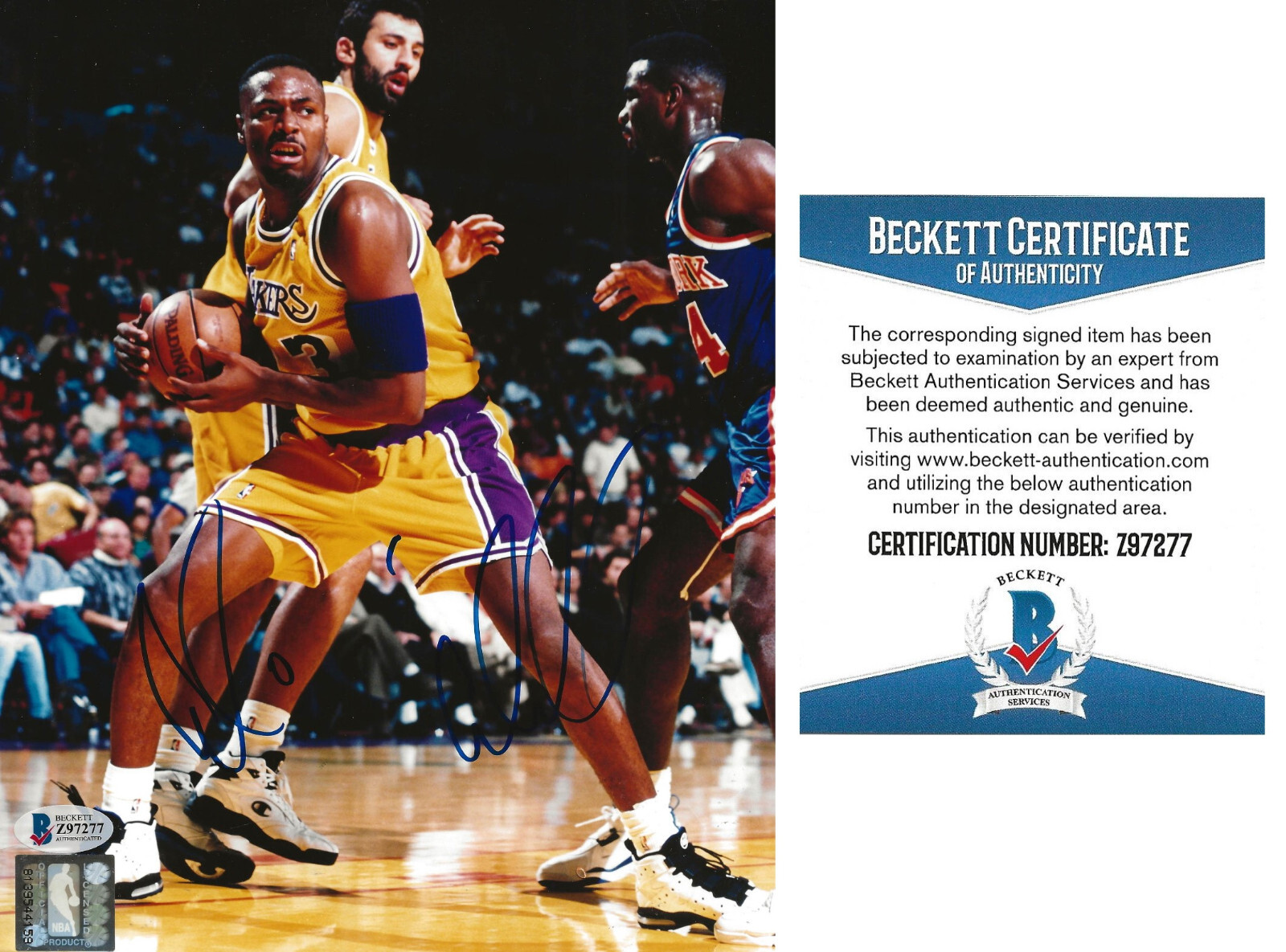 Cedric Ceballos signed LA Lakers basketball 8x10 photo Beckett COA autographed
