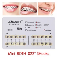 10 Packs SANDENT Dental Orthodontics Brackets Braces Mini Roth 022"Slot 3 Hooks