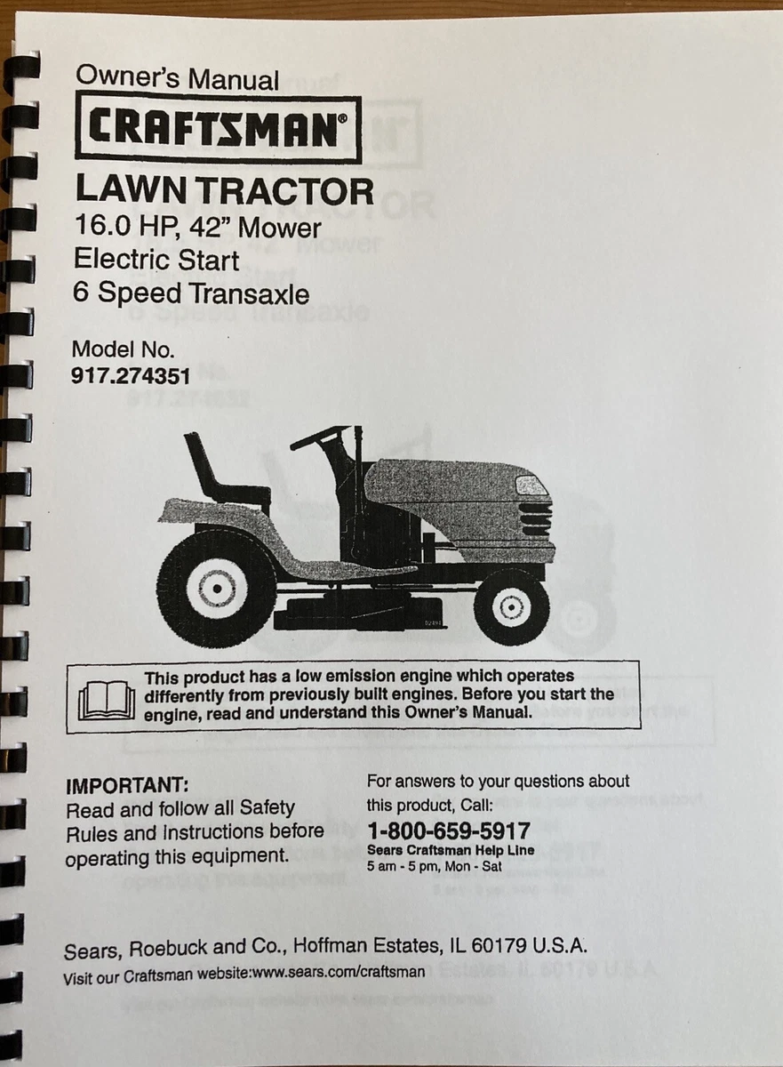 Craftsman 16 hp riding outlet mower manual
