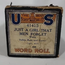 Vintage The Best US #41415 Just a Girl That Men Forget Player Piano Music Roll