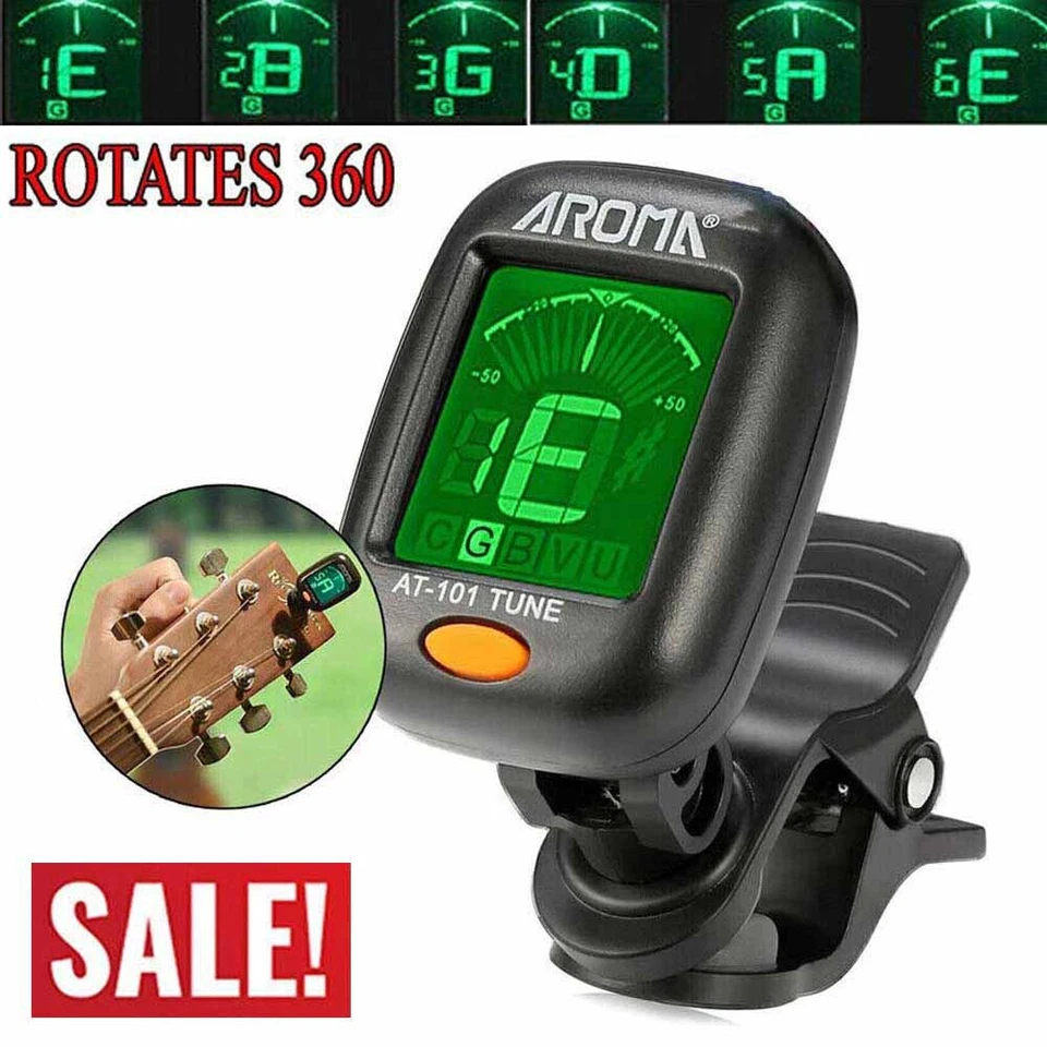 Clip-On Digital Stimmgerät Gitarre auch für Bass Violine Ukulele Gitarren Tuner - Bild 2 von 4