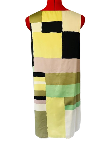 Color Block Shift Satin Dress Sheath James Coviello Mod 60's Sz Small S NEW - Picture 4 of 10