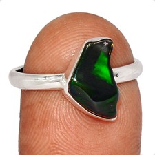 Treated Chalama Black Opal 925 Sterling Silver Ring Jewelry s.9 CR64594