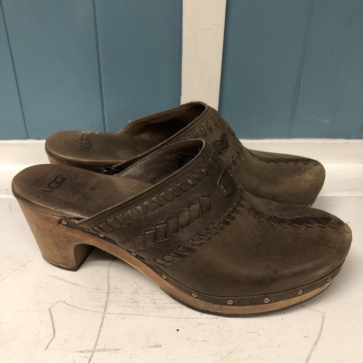 NWT Ugg size 42 brown nato clogs UGG- Women New Heights Cozy Clog Chestnut 1162510 Leather  main image 4