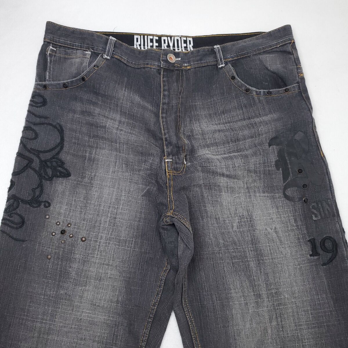 【HI FI FNK】Dark Ruff Banding Denim Vintage Ruff Ryders DMX LOX Jeans 90s Y2K Hip Hop Streetwear