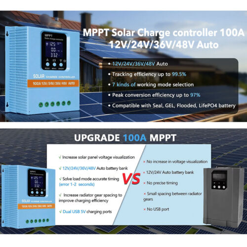 60A 80A 100A MPPT Solar Regler 12V 24V 36V 48V Solar Laderegler Controller + LCD - Bild 15 von 18