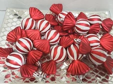 Christmas Gingerbread Candy Cane Peppermint Plastic Ornaments Red White 12pc