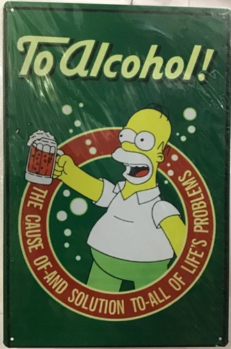 8x12 TIN SIGN Homer Simpson alcohol beer funny cartoon tv show  vintage Br1a
