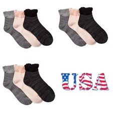 Womens Teens Vintage Lace Ruffle Frilly Ankle Socks Retro Black Gray Pink Soft