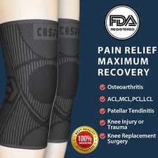 2-Pack Knee Sleeve Compression Brace Support Sport Joint Pain Arthritis Relief