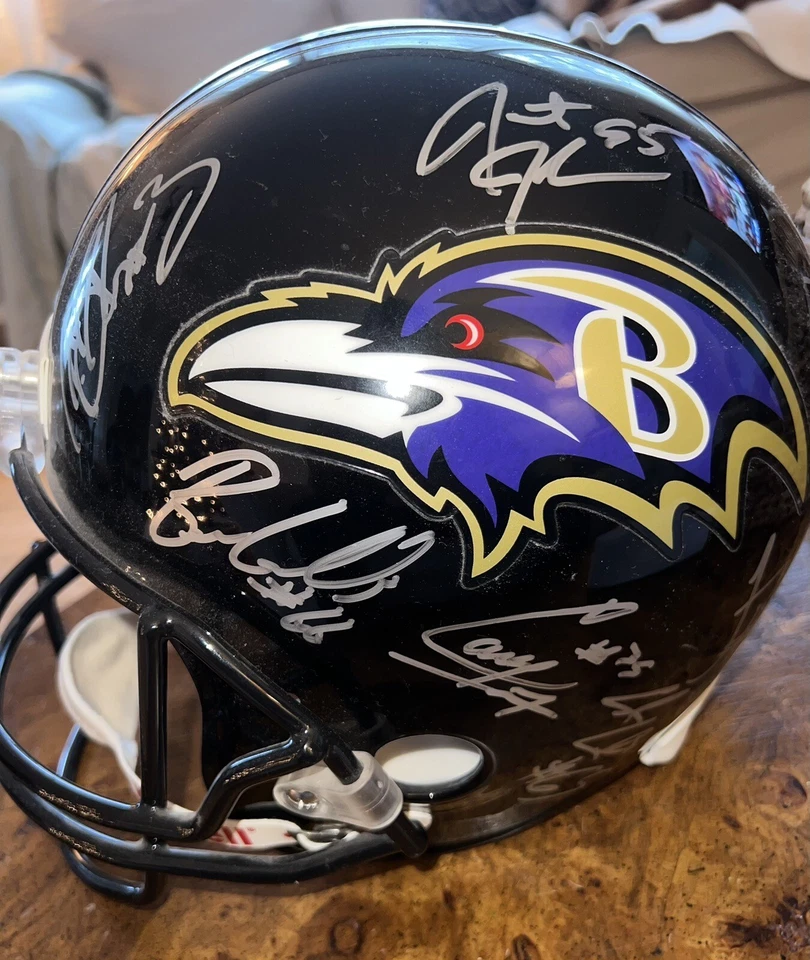 Casco Baltimore Ravens tamaño completo firmado por Todd Heap, Matt Stover, ¡y otros!! Foto 2 de 4