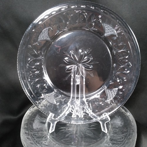 5 Antique Pairpoint Buchanon Salad Plates 8" Clear Glass w Flowers & Scrolls - Picture 7 of 8