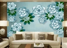 3D Blue Cute Flower 45065NA Wallpaper Wall Murals Removable Wallpaper Fay