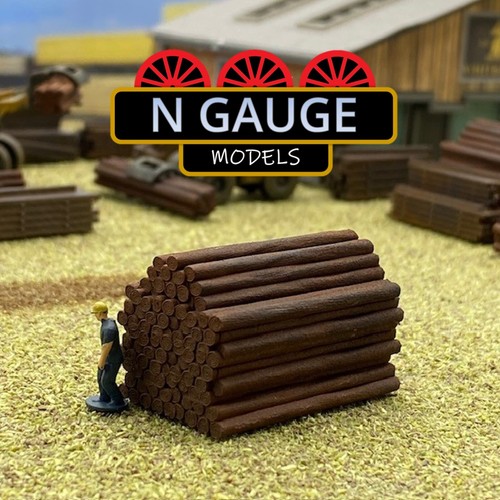 PAINTED- N Scale Gauge 1:148 Wooden Timber Pile (LARGE) (Tree Wood Yard 1:160) - Picture 2 of 13