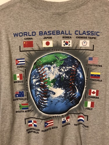 2009 World Baseball Classic graues gebrauchtes Majestic T-Shirt Größe XL - Bild 5 von 7