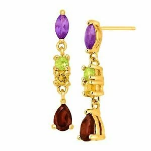 Модные серьги покрытые золотым аметистом многоцветные