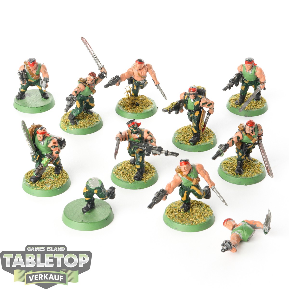 Astra Militarum - 10 Catachan Jungle Fighters - teilweise bemalt