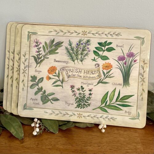 Creative Tops Cork-Backed Placemats Green Fresh Herbs For The Kitchen Set Of 4 - Picture 2 of 10