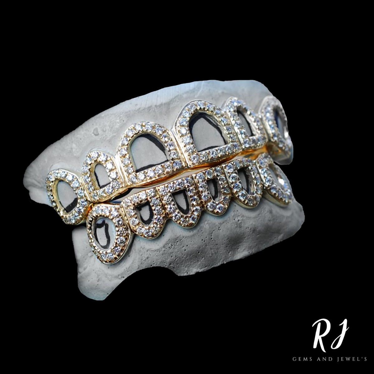 Iced Out Moissanite Diamond Open Face Window Teeth Grillz In 925