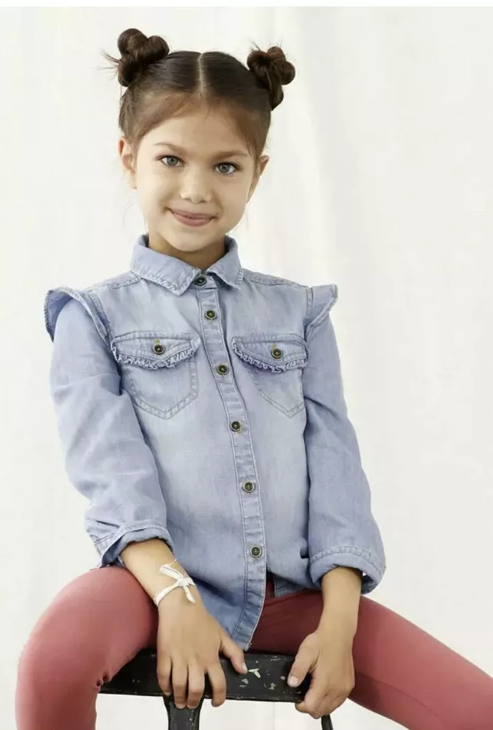 Girl denim 2025 shirt online