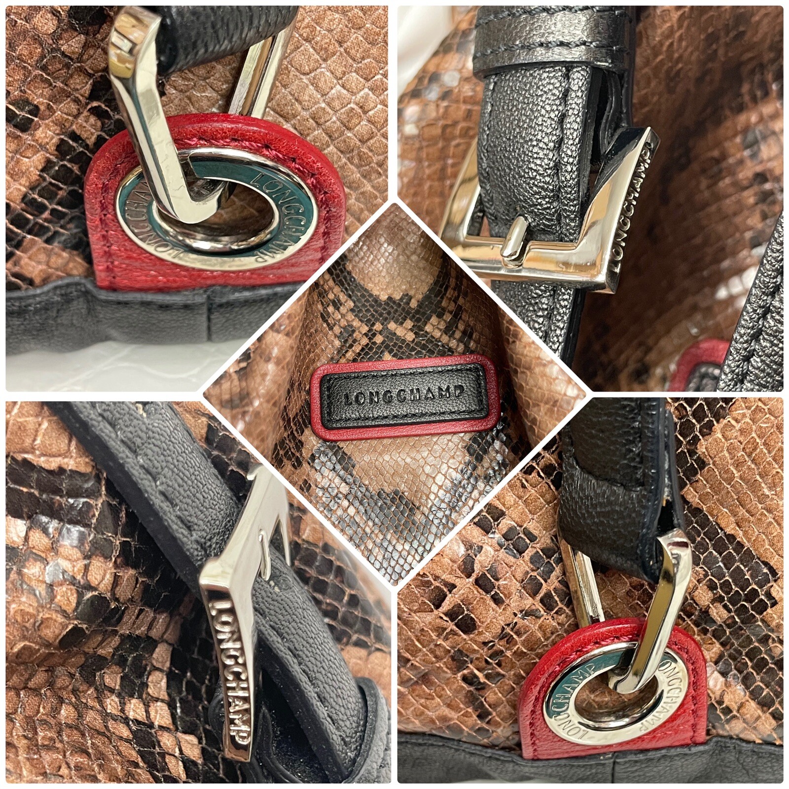 LONGCHAMP PYTHON EMBOSSED LEATHER BUCKET BAG Mint… - image 9