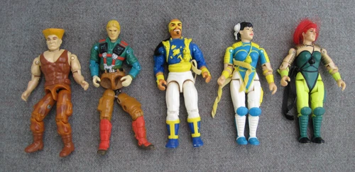 VINTAGE 1986-1992 HASBRO GI JOE LOT (5) DOWNTOWN, GUILE, DOJO, CHOW LI, SCARLETT