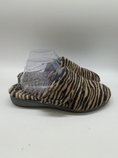Vionic Gemma Mule Slippers Fleece Tiger Stripe Black Beige Women's Sz 8 Orthotic