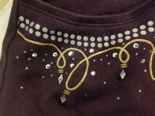 Croft Barrow Top Tshirt XXL Purple Sparkle Sequin Holiday Long Sleeve Round Neck - Picture 9 of 13