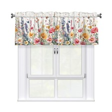 Giwawa Colorful Flower Curtain Valance Botanical Floral Rod Pocket Window Val...