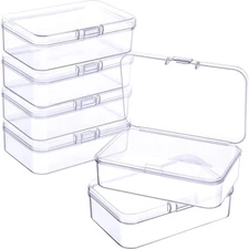 6-Piece Mini Plastic Clear Bead Storage Containers Box for Small Items, Jewelry,