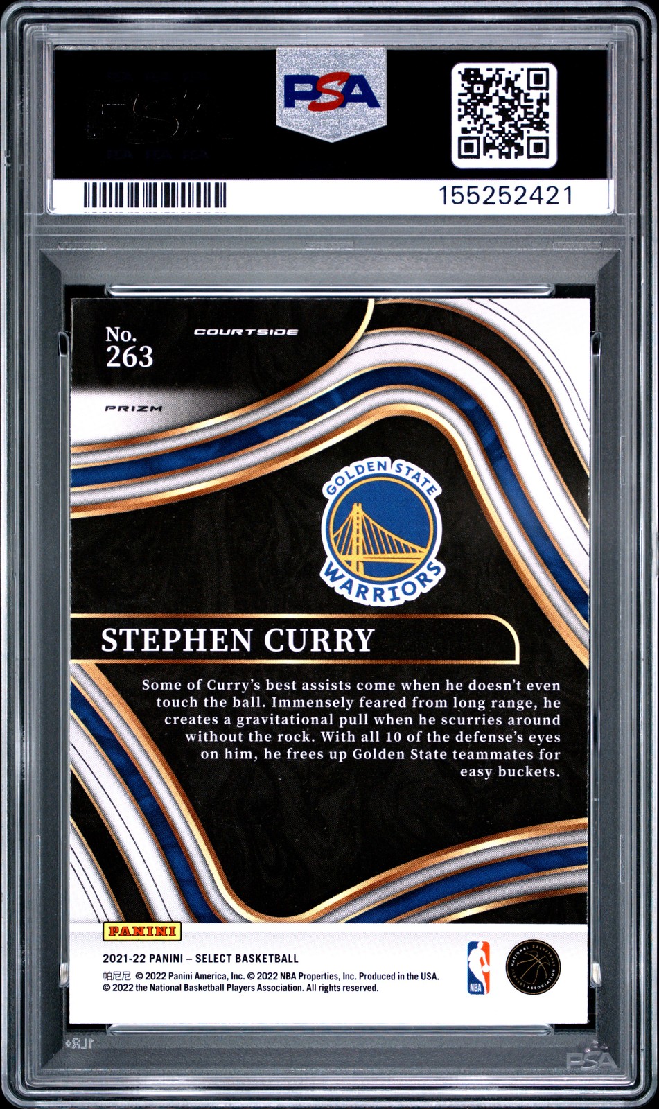 2021 PANINI SELECT GOLD WAVE PRIZM #263 STEPHEN CURRY PSA 8 view 2