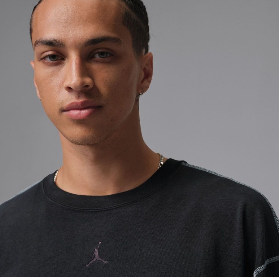 Nike Jordan Flight Men's Heavyweight Long-Sleeve Top Black Sail IF1829-010 thumbnail 3