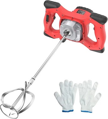 Cement Mixer, 2100W Electric Concrete Mixer with 6 Speed, 110V Handheld Mud Mixe