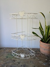 Scaffale espositore mensole 3 ripiani vintage retrò da tavolo filo bianco