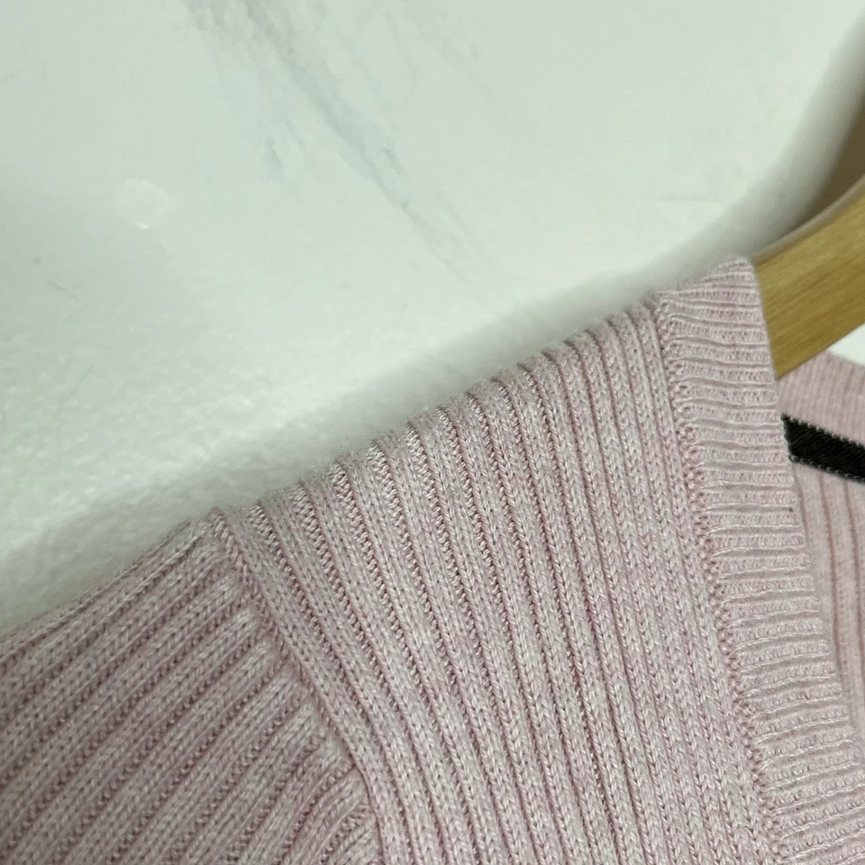 Top Babydoll Old Navy Y2K Manga Larga Rosa Mujer Pequeño Acanalado Tejido Peplum Foto 3 de 4