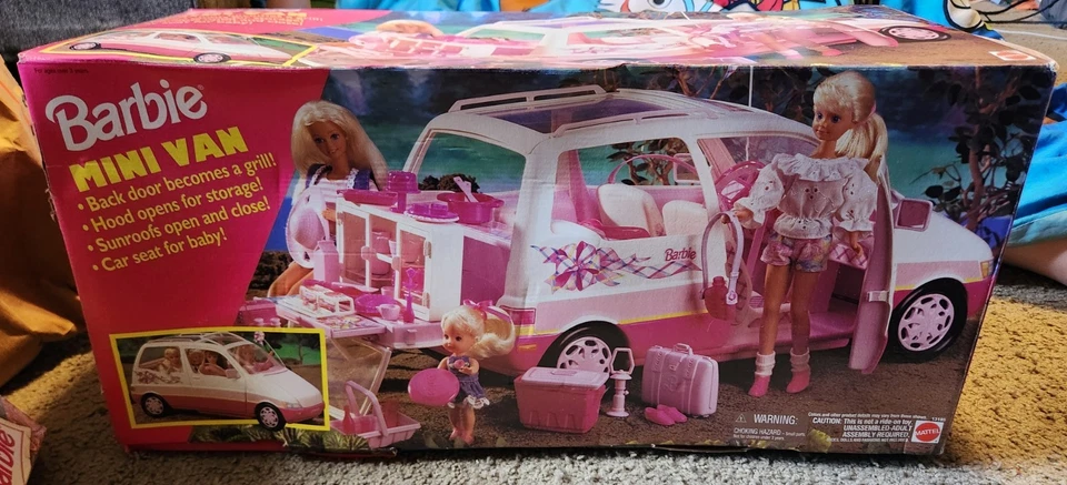 Vintage 1995 Barbie Mini Van BBQ Picnic Original Box COMPLETE SET Mattel #13185 - Image 2 of 4