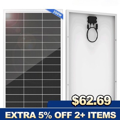 200W Solar Panel 18BB N-Type Battery Charger RV Car Boat Home Off-Grid Rooftop