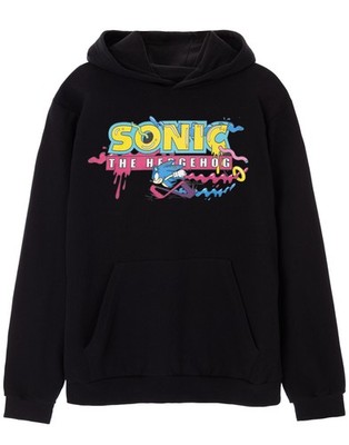 Sonic the Hedgehog Schwarz Psychedelic Logo Kapuzenpullover Männer