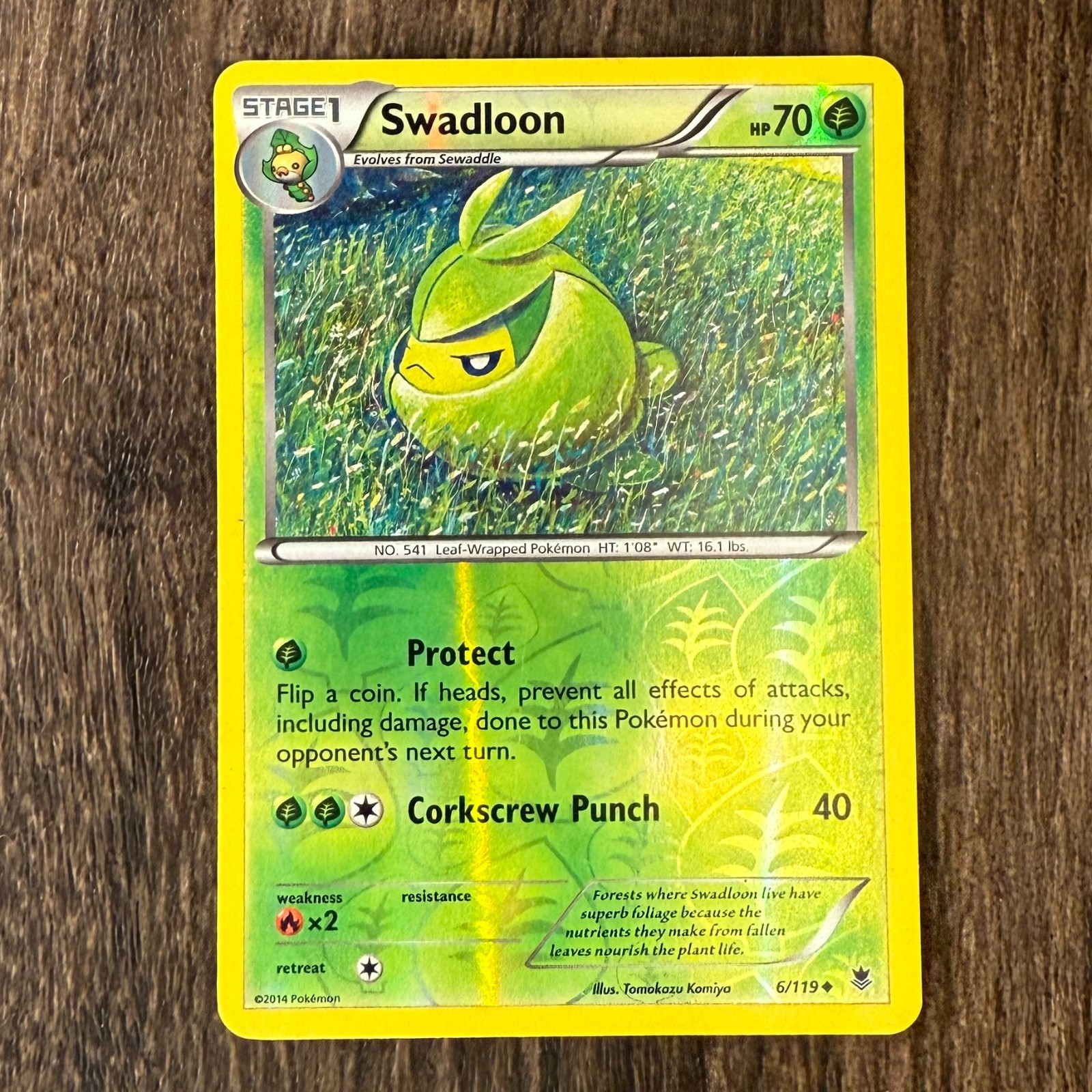 Pokemon Swadloon 6/119 Reverse Holo Card XY Phantom Forces TCG LP