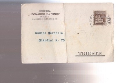 rsi ITALIENISCHE SOZIALE REPUBLIK Luftpost Bibliothek Leonardo da Vinci Triest