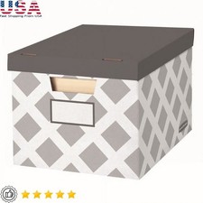 Decorative File Storage Boxes 3-pack Stackable Document Organizers Home Office