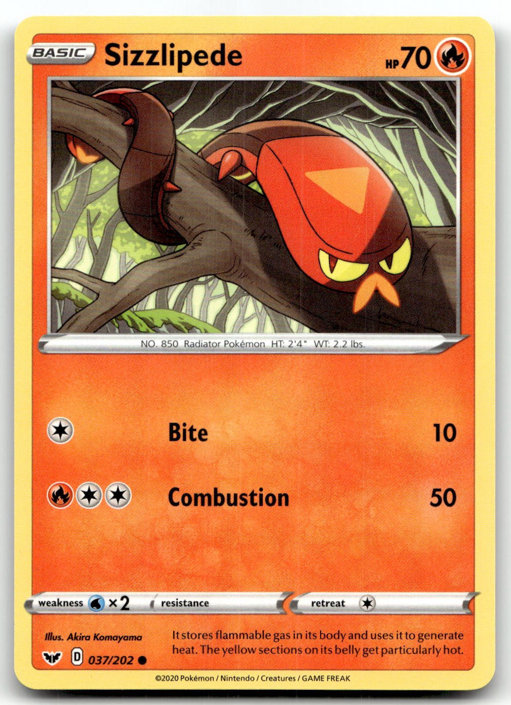 Sizzlipede (037) 037/202 SWSH01: Sword & Shield Base Set Normal Pokemon TCG NM