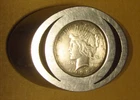 1925 PEACE DOLLAR Mounted in a Hand-made stainless steel  BELT BUCKLE