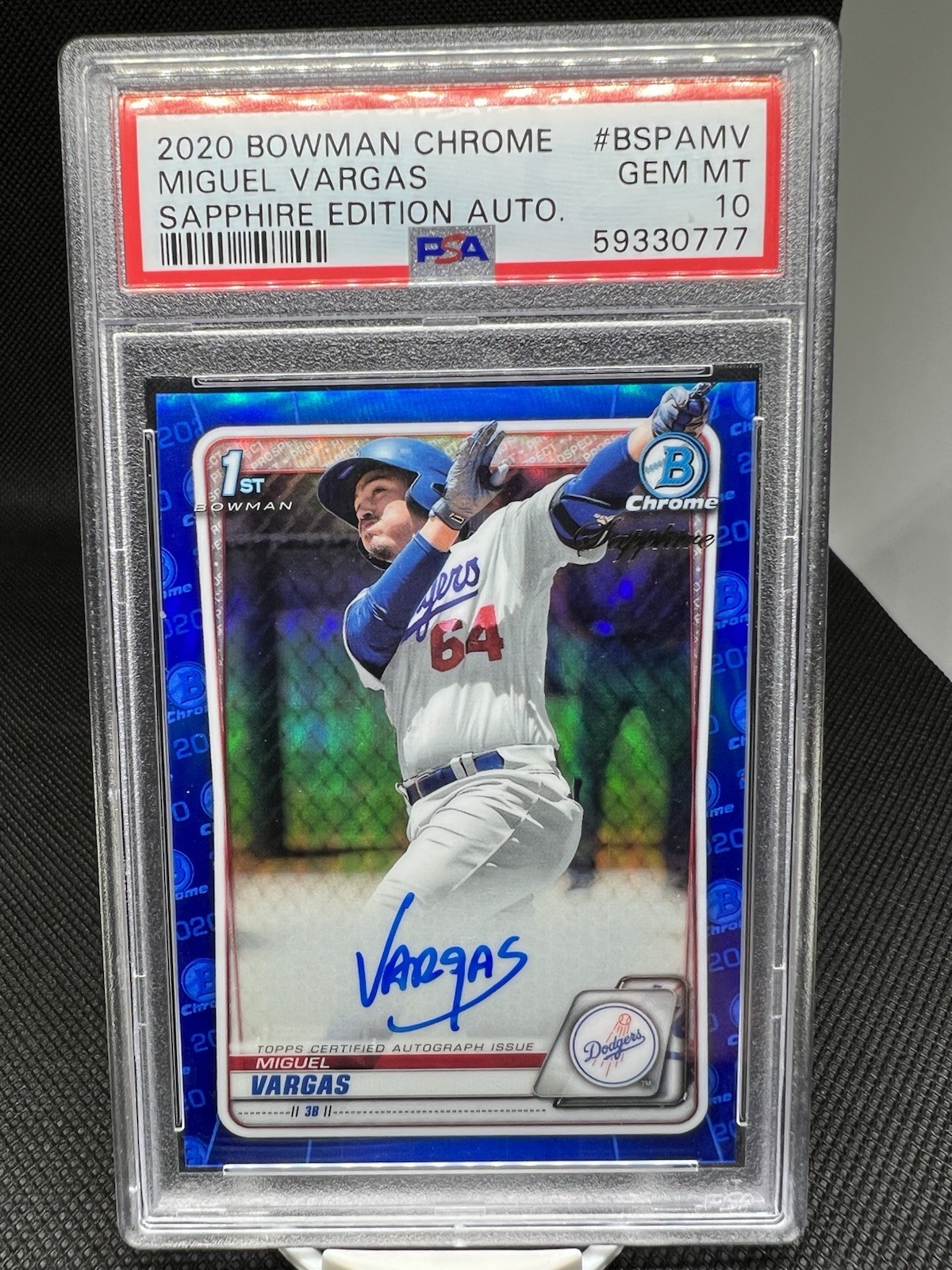 2020 Bowman Chrome Sapphire Miguel Vargas Auto Rookie PSA 10 GEM MT #BSPAMV