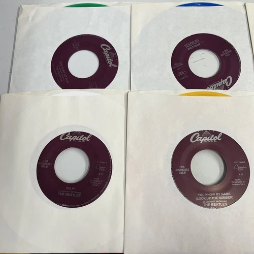 8 45’s The Beatles 90’s Colored Vinyl Jukebox Only On Labels