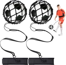 Soccer Kick Trainer 2 Psc with Return Net - Football Black waist belt 