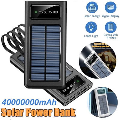 #ad 2025 Super 40000000mAh 4 USB Portable Charger Solar Power Bank For Cell Phone $14.99