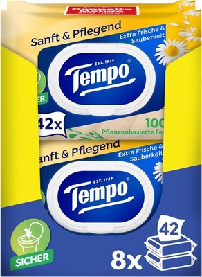 Tempo Sanft und Pflegend feuchtes Toilettenpapier Riesenpackung 16 x 42 Tücher
